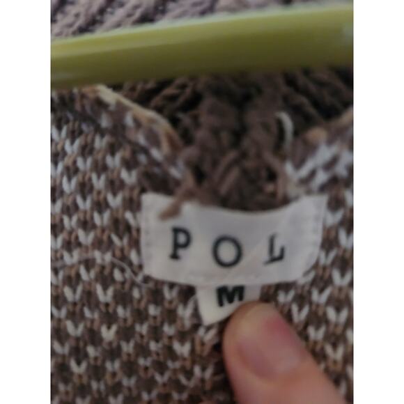 Pol Brown Cream Boho Oversized Mixed Animal Print Women's Sweater Size M - Picture 3 of 4